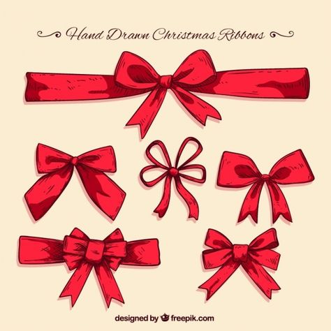 Christmas Ribbon Illustration, Christmas Bow Drawing, Ribbon Drawing, Holiday Doodles, Bow Drawing, Fancy Ribbon, Bow Art, Ribbon Ornaments, Christmas Tinsel