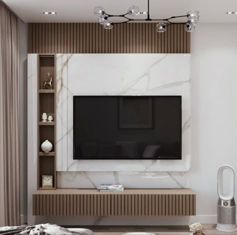 Simple Tv Unit Designs For Living Room, Tv Units Bedroom, Simple Tv Unit, Simple Tv Unit Design, Tv Cabinet Wall Design, Deco Tv, Ruang Tv, Modern Tv Room, Modern Tv Unit Designs