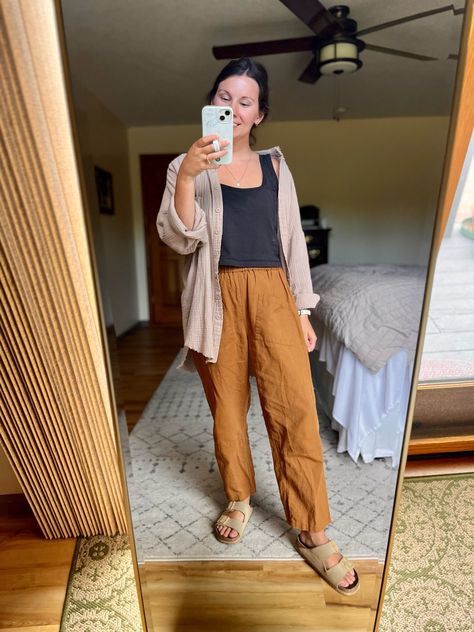 Women's 100% European Linen Pants curated on LTK Brown Linen Pants Outfit, Linen Pants Outfit Fall, Memade Wardrobe, Linen Pants Outfits, Earthy Fits, Brown Linen Pants, Preschool Teacher Outfits, What Is My Style, Mid Size Outfits