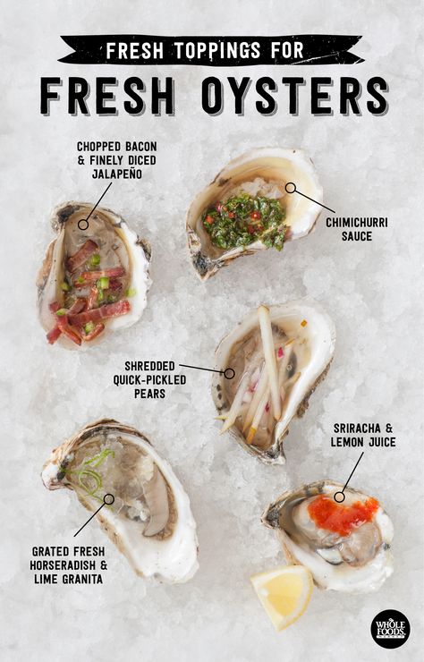 Oysters On The Half Shell, Oyster Roast, Raw Oysters, Oyster Recipes, Fresh Oysters, Gin Tonic, Whole Foods Market, Seafood Dishes, Fish Recipes