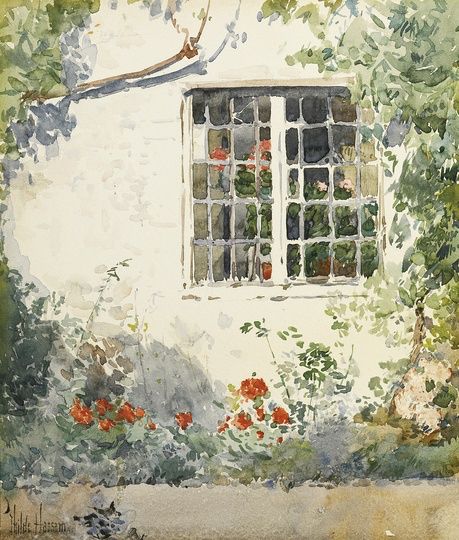 Childe Hassam, White Wall, Impressionism, Flowers, Wall, White