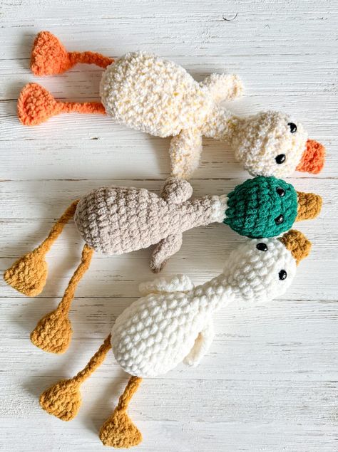 The Friendly Red Fox Crochet Patterns, My First Crochet Project, Fox Crochet Pattern Free, Goose Crochet Pattern, Crocheted Stuffed Animals, Goose Crochet, Crocheted Animals, Easy Crochet Animals, Crochet Birds