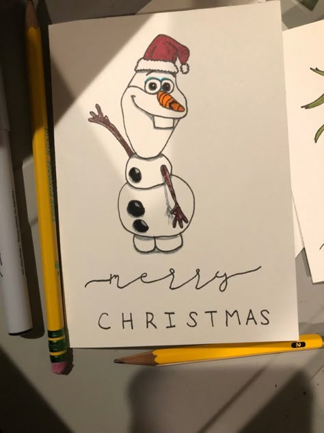 Olaf Christmas, Elf Christmas Card, Easy Christmas Drawings, Christmas Cards Drawing, Chrismas Cards, Xmas Drawing, Cute Christmas Cards, Fun Christmas Cards, Christmas Cards Kids