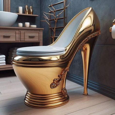 Elevate Your Bathroom Experience with a High Heel-Shaped Toilet Unusual Toilets, Crazy Bathrooms, Whimsical Shoes, Weird Furniture, Functional Bathroom, Bathroom Addition, Barrel Bar, Daughter Bedroom, Creative Bathroom