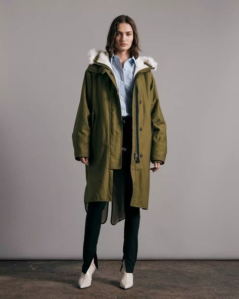 Buy the Rae Cotton Parka | rag & bone Oversized Parka Outfit, Slip Dress Sweater, Gender Crisis, Parka Outfit, Oversized Parka, Oversized Puffer Jacket, Sleeveless Blazer, Army Shirts, Cropped Leather Jacket