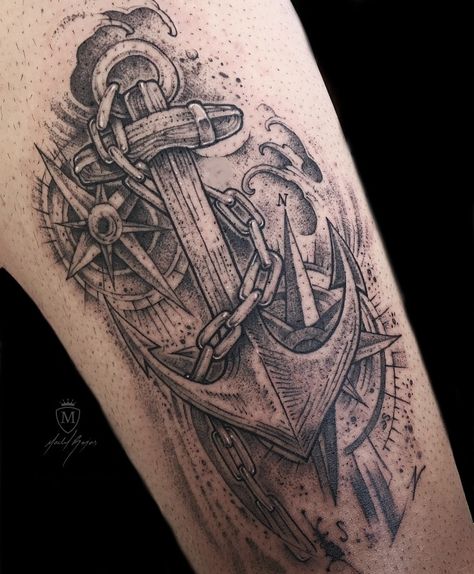 1203rl Anchor Tattoo For Men Shoulder, Old Anchor Tattoo, Anchor Tattoo Men Arm, Notical Tattoos, Anchor Tattoo Design For Men, Navy Tattoos For Men, Anchor And Compass Tattoo, Anchor Tattoo For Men, Traditional Nautical Tattoo