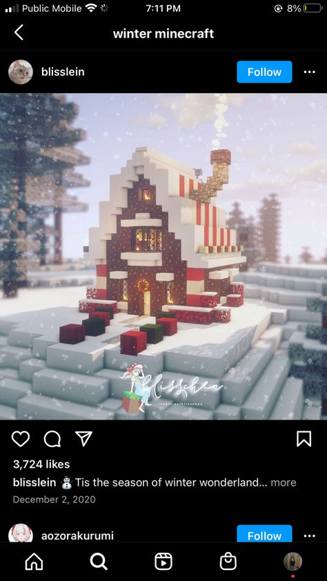 Santas Grotto Minecraft, Ginger Bread House Minecraft, Christmas Cottage Minecraft, Mincraft Idea Houses Christmas, Minecraft Christmas Aesthetic, Ice Skating Rink Minecraft, Cute Christmas Minecraft Builds, Aesthetic Minecraft Christmas Builds, Christmas In Minecraft