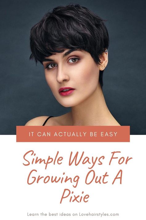 Growing Out Hair Tips, Growing A Pixie Into A Bob, Outgrown Bangs, Growing Out Pixie, Shaggy Wolf Cut, Growing Out Undercut, Wolf Cut With Curtain Bangs, Growing Out Pixie Cut, Growing Out A Pixie