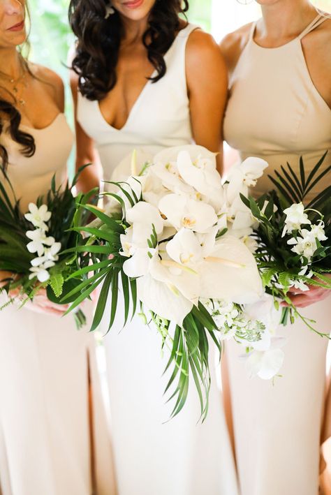 Key West Wedding Flowers, Florida Wedding Bouquet, Wedding Florals Tropical, Boho Beach Bouquet, Palm Wedding Bouquet, Simple Beach Wedding Bouquet, Beachy Wedding Flowers, Mexico Wedding Flowers, Bouquet With Palm Leaves