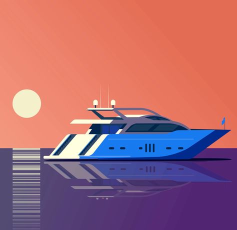 Yacht by Folio Illustration Agency on Dribbble Boat Poster Design, Boating Illustration, Yacht Illustration, Boats Illustration, Yacht Wallpaper, Dark Luxury Aesthetic, Yacht Lifestyle, Boat Graphics, Yacht Aesthetic