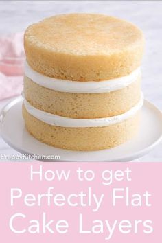 From Preppy Kitchen - baking flat cake laters with pillowy soft edges is so easy with one simple trick! You'll never have to trim cakes again if you just pick up or make a set of cake strips that give you a nice even bake! #cakedecorating #cakebakingtips #bakingtips Valentines Day Cakes Decorating, Layers Cake Recipes, Simple Cakes For Beginners, Simple Diy Cake Decorating Ideas, Diy Cakes For Beginners, Simple Wedding Cake Recipe, How To Layer Cake, Simple Cake Decorations For Beginners, Easy Decorating Cakes For Beginners