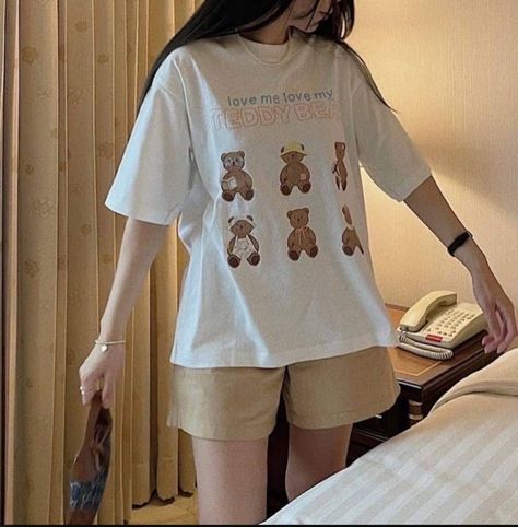 Cute Night Outfits, Casual Home Outfits, Pajama Fashion, Cute Pajama Sets, Korean Casual Outfits, Everyday Fashion Outfits, Casual Day Outfits, Quick Outfits, Cute Pajamas