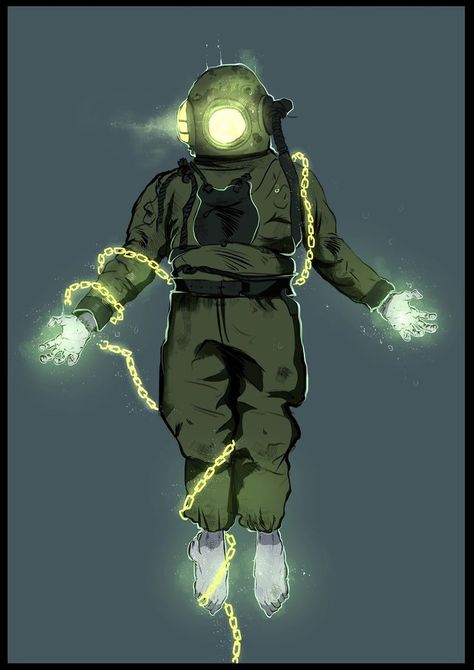 Deep Sea Diver Character Design, Diver Costume, Deep Sea Diver Art, Universal Monsters Art, Ocean Monsters, Diver Art, Scooby Doo Images, Fallout Concept Art, Scooby Doo Mystery Incorporated