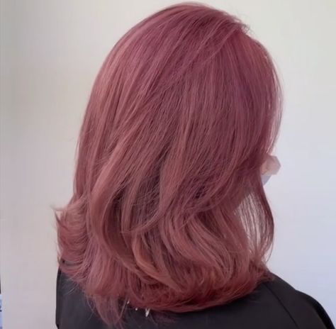 Dark Dusty Pink Hair, Red Pinkish Hair, Light Brown Pink Hair, Medium Length Pink Hair, Dark Pink Hair Aesthetic, Bixie Colour Hair Colors, Dark Rose Hair, Ashy Pink Hair, Dusty Pink Hair Color