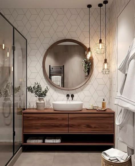 Drømme Bad, Sink Mirror, Bathroom Chandelier, Cozy Bathroom, Interior Design Minimalist, Scandinavian Bathroom, Interior Vintage, Bad Inspiration, Interior Modern