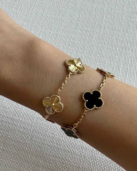 Van Cleef Bracelet Dupe|Jewelry|Amazon Finds Vca Bracelet, Van Cleef Bracelet, Cleef Bracelet, Braclets Gold, Alhambra Bracelet, Gold Vans, Stacked Bracelets, Van Cleef And Arpels Jewelry, Van Cleef And Arpels