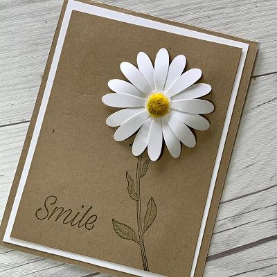 Stamped Sophisticates: A simple Daisy Lane card sample Card Design Handmade, Daisy Cards, Hand Stamped Cards, Paper Flower Crafts, Beautiful Handmade Cards, Invitation Card Design, Easy Paper Crafts, Flower Cards, Simple Cards