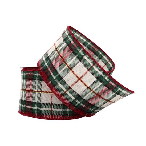 2.5" x 20ft. Wired Plaid Ribbon by Celebrate It™ Christmas | Michaels Tartan Decor, Tartan Plaid Christmas, Christmas Wired Ribbon, Red Christmas Decor, Silver Christmas Decorations, Plaid Christmas Decor, Plaid Decor, Flocked Christmas Trees, Ribbon On Christmas Tree