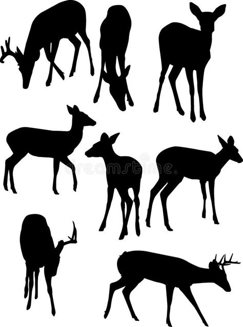 Deer Silhouettes royalty free illustration Deer Silhouette Printable, Deer Stencil, Animal Outline, Black Deer, Deer Silhouette, Deer Art, Wood Burning Patterns, Silhouette Stencil, Animal Silhouette