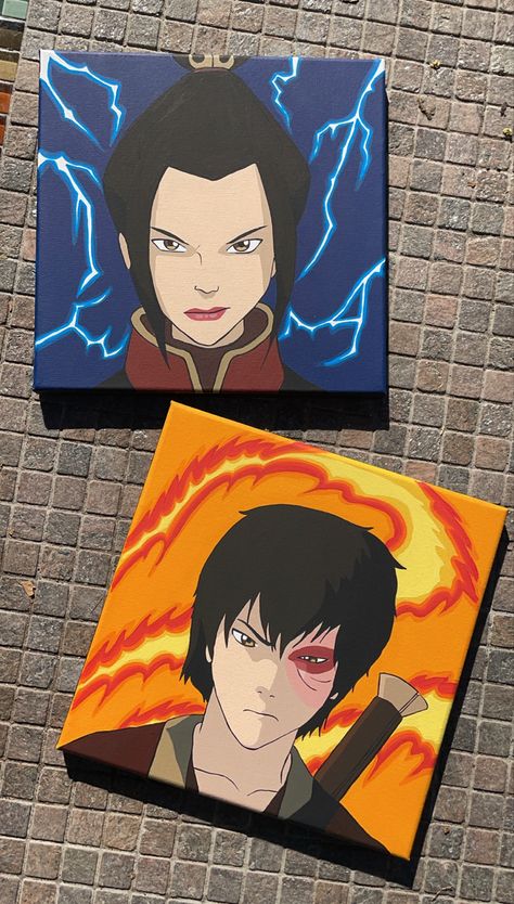 Avatar The Last Airbender Canvas Art, Atla Painting Ideas, Avatar Acrylic Painting, Avatar Canvas Painting, Zuko Painting, Anime Painting Easy, Atla Painting, Easy Anime Painting Ideas, Avatar The Last Airbender Painting