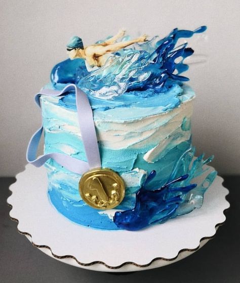 Swimmer Cake, Pool Birthday Cakes, Swimming Pool Cake, Ocean Birthday Cakes, Swimming Cake, Surf Cake, Pool Cake, Sport Cakes, Beautiful Birthday Cakes