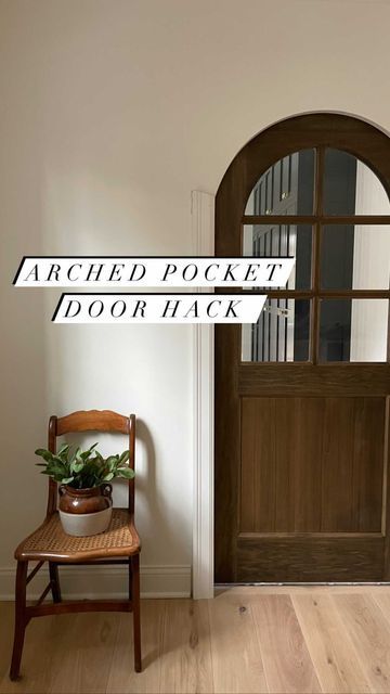 Adding Doors To Arched Doorway, Rounded Pocket Doors, Diy Arched Front Door, Diy Arch Door, Arch Bathroom Door, Arched Pocket Doors Interior, Arched Sliding Door, Diy Arched Door, Arch Pocket Door