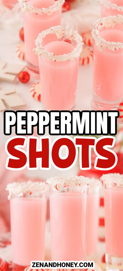 Make up this peppermint flavored vodka and use it to make the most festive holiday shots ever - Candy Cane Shots! Easy peppermint vodka recipe to make this Christmas season. Christmas Achol Drinks, Alcoholic Drinks Christmas, Santa Shots, Pre Made Cocktails, Peppermint Liquor Drinks, Candy Cane Alcoholic Drink, Peppermint Mixed Drinks, Peppermint Cocktails Christmas Drinks, Christmas Alcoholic Drinks For A Crowd