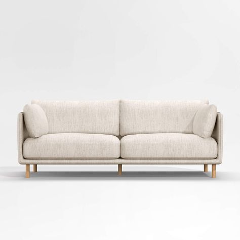 Wells Sofa with Natural Leg Finish | Crate and Barrel Coastal Sofa, Low Deck, White Couch, Apartment Sofa, Sofa Review, Slim Frame, Comfortable Sofa, Décor Diy, Boho Home