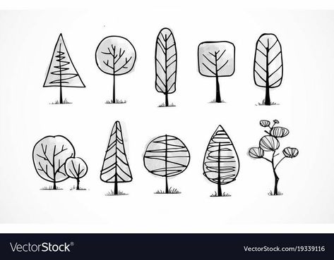 Sketch Trees, Doodle Tree, Drawing Ideas Easy Doodles, Tree Doodle, Drawing Ideas Easy, Easy Doodles, Doodle Art Journals, Tree Sketches, Tree Illustration