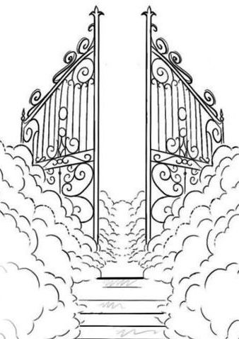 Heavens Gates Tattoo Design, Stairs To Heaven Tattoo, Gates Of Heaven Tattoo, Heaven Gates, Stairway To Heaven Tattoo, Tattoo Designer, Stairs To Heaven, Heaven Tattoos, Stencil Outline