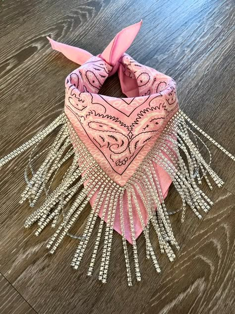 Rhinestone Fringe Bandana, Cowboy Birthday Party Decorations, Cowgirl Decorations, Fringe Bandana, Cowgirl Bachelorette Parties, Western Birthday Party, Western Bling, Girls Party Decorations, Nashville Bachelorette Party