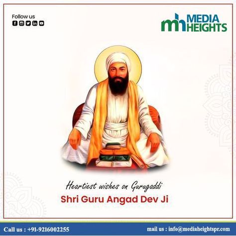 Guru Angad Dev Ji Parkash Purab 2022 commemorating the 518th Birth Anniversary of the 2nd Sikh Guru. We wish, may Guru Sahib shower his blessing upon you with the power of his words on this pious day. Build your brand with digital media & take the benefits of social media branding contact Media Heights. By Mediaheightspr.com #Digitalbranding #MEDIAHEIGHTS #advertisingagency #web #MEDIAHEIGHTSPRCOM #best #public #relation #agency #in #chandigarh #mohali #punjab #north #india #digitalmarketing Guru Angad Dev Ji, Benefits Of Social Media, Dev Ji, Dad Tattoos, North India, Social Media Branding, Build Your Brand, Chandigarh, Digital Media