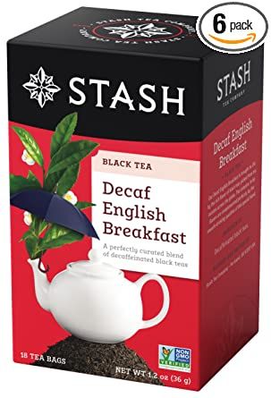 Stash Tea Decaf English Breakfast Black Tea 18 Count Box of Tea Bags in Foil (Pack of 6) English High Tea, Decaf Tea, Decaffeinated Tea, Stash Tea, Black Tea Bags, Tea Estate, English Breakfast Tea, Premium Tea, Healthy Products