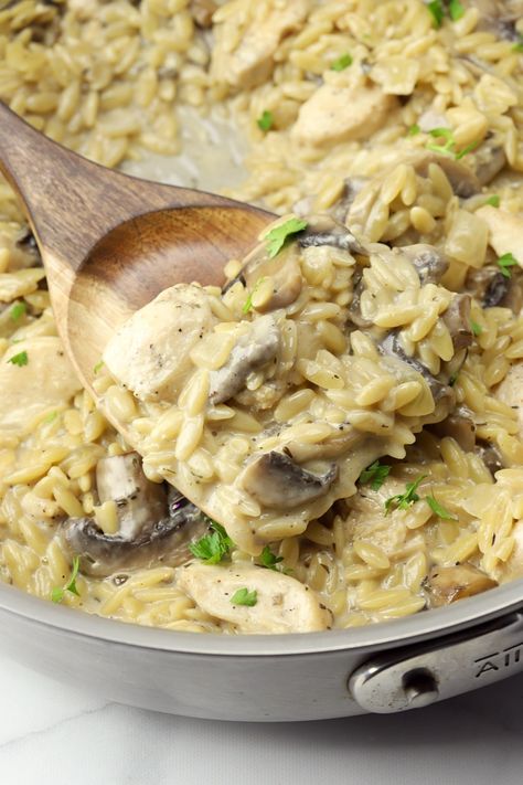 The Toasty Kitchen, Orzo Recipes With Chicken, Chicken And Mushroom Skillet, Chicken Mushroom Rice, Mushroom Skillet, Mushroom And Chicken, Creamy Chicken Mushroom, Cream Of Mushroom Chicken, Chicken And Mushrooms