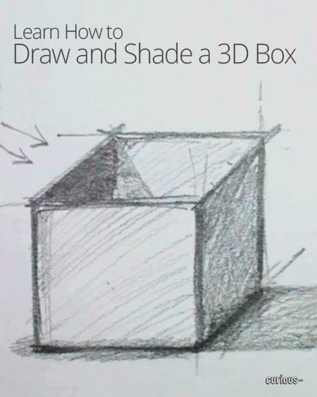 How to Draw and Shade a 3D Box-- Great tutorial 3d Box Drawing, Simple Sketches, Teaching Drawing, Drawing Exercises, Homeschool Art, 3d Drawings, Art How, Learn How To Draw, Drawing Lessons