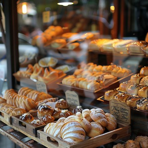 Bakery Window Display: An array of fresh bakery items temptingly displayed in a cozy shop window beckoning passersby. #bakery #pastries #bread #croissants #food #aiart #aiphoto #stockcake ⬇️ Download and 📝 Prompt 👉 https://stockcake.com/i/bakery-window-display_608099_960348 Bakery Photography Shop, Scandinavian Bakery, Bakery Window Display, Floral Bakery, Bakery Displays, Bakery Window, Bakery Pastries, Bakery Shop Interior, Modern Bakery