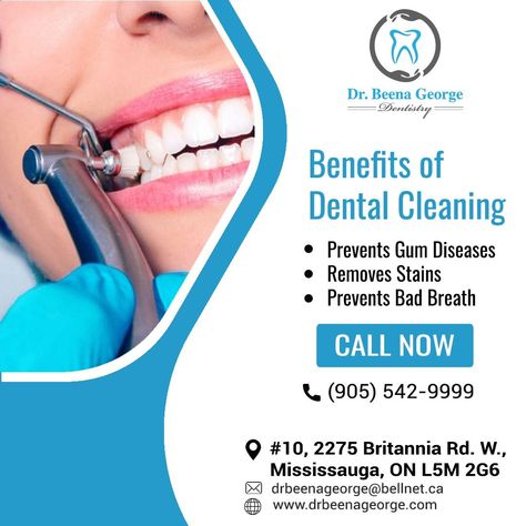 Our dental clinic provides comprehensive dental care services that are tailored to meet your individual needs. Book your appointment for Dental Cleaning today. #drbeenageorge #cosmeticdentistry #dentalcare #dentalcleaning #plaque #mississauga #oralhygiene #toothdecay #dentalclinic Dentist Advertising, Dental Advertising, Dental Images, Dental Posts, Dental Posters, Remedies For Tooth Ache, Dental Logo, Dental Cleaning, How To Prevent Cavities