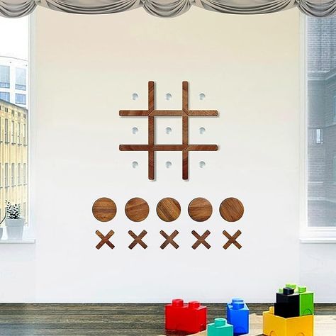 Amazon.com: Large Wood Game Room Wall Decor, Modern Home Wall Art for Farmhouse Living Room Bedroom Office Decorations, Playroom Hallway Nursery Kids Room Decor Wall Stickers (18’×18‘ tic tac Toe Game) : Baby Game Room Wall Decor, Modern Wall Decals, Game Room Wall Art, Wall Game, Game Room Basement, Wood Games, Office Decorations, Tic Tac Toe Game, Wall Decor Modern