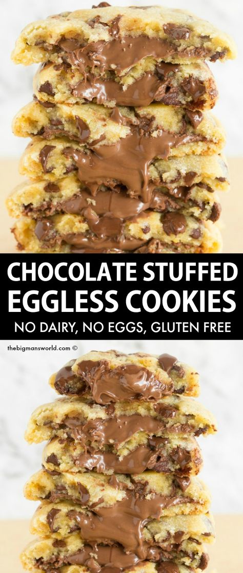 Dairy Free And Egg Free Desserts, Vegan Nutella Cookies, Gluten Free Nutella Cookies, Vegan Stuffed Cookies, Gluten Free Stuffed Cookies, Gluten Free Nutella Recipes, Chocolate Stuffed Cookies, Dairy Free Nutella, Cookies No Eggs