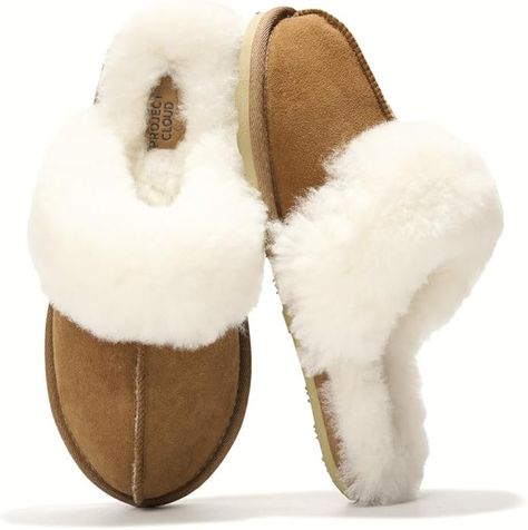 Project Cloud House Slippers for Women - 100% Sheepskin Upper & Dyed Sheep Fur - Memory Foam Womens Slippers & Slides for Women Footwear, Non-Slip Fuzzy Slippers (Lynsey) Cloud House, Foam Slides, Funny Slippers, Brown With Blonde Highlights, Christmas Slippers, Women Footwear, Slides For Women, Thoughtful Gifts For Her, Cute Slippers