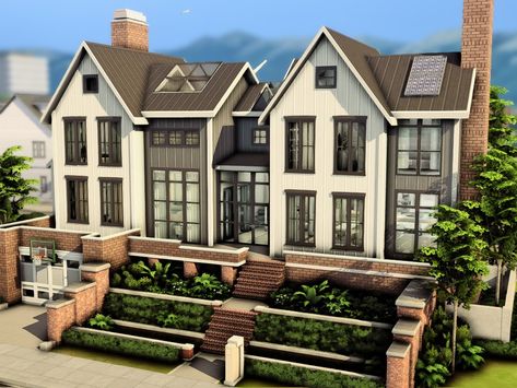 The Sims Resource - Eco Family House Sims 4 Family House, Sims 4 Modern House, Ecological House, Sims 4 Family, Cc Furniture, Pool House Plans, Easy Minecraft Houses, Sims 4 House Building, Sims 4 House Design