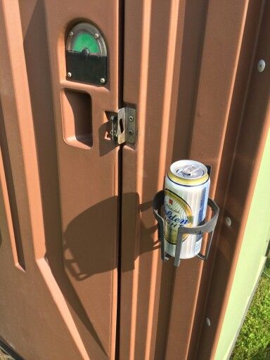 Beer holder, Porta  potty Portapotty Wedding Ideas, Wedding Porta Potty Decor, Porta Potty Decorating Ideas, Wedding Porta Potty, Porta Potty Wedding, Porta Potty Ideas, Camping Potty, Outdoor Restroom, Wedding Restroom