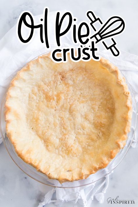 This 5-minute oil pie crust is one of baking's best-kept secrets. Just four ingredients and it works for all your sweet or savory pies! No Fuss Pie Crust, Pie Crust Recipe Vegan, Pie Crust Recipe With Egg, Oil Pie Crust Recipe Easy, Pie Crust Made With Oil, Olive Oil Pie Crust, Pie Crust With Coconut Oil, Oil Pie Crust Recipe, Vegetable Oil Pie Crust