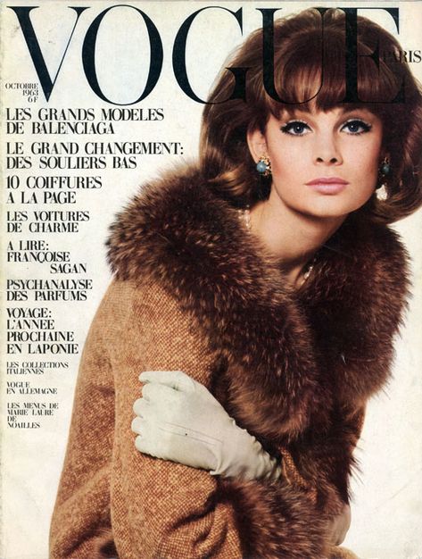 Jean Shrimpton, Vogue Paris, October 1963. 60s Magazine, 1963 Fashion, 60s Models, 70s Vogue, Vintage Vogue Covers, 1960s Vogue, Paris October, Patti Hansen, Jean Shrimpton