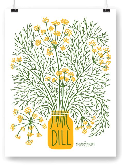 Dill Herb Art Print – The Neighborgoods Dill Herb, Herbs Illustration, Herb Art, Posca Art, Into Art, Santa Lucia, Plant Illustration, Linocut Prints, Floral Illustrations