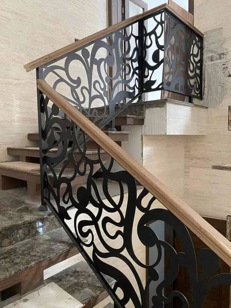 Laser Cut Railing, Stainless Furniture, سلالم حلزونية, درابزين السلم, Metal Stair Railing, Stairs Railing, درج السلم, Steel Railing Design, Grill Gate