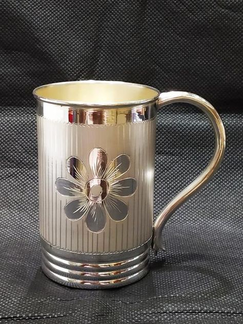 Buy Silver Coffee Mug Online | 990 BIS Hallmark | SilverStore – SilverStore.in Silver Baby Gifts, Marriage Makeup, Silver Things, Silver Ware, Silver Goddess, Silver Articles, Live Drawing, Wooden Sofa Set Designs, Silver Pooja Items