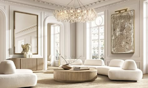 filippo piotto Rh Chandelier, Glass Ball Chandelier, Ball Chandelier, Modular Couch, Round Wood Coffee Table, Rh Modern, Luxury Furniture Brands, Living Room Ceiling, Chandelier In Living Room