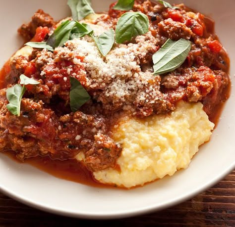 Beef Ragu over Cheesy Polenta Cheesy Polenta, Polenta Recipe, Beef Ragu, Polenta Recipes, Recipe Beef, Italian Foods, Dinner Inspiration, Minced Meat, Main Event