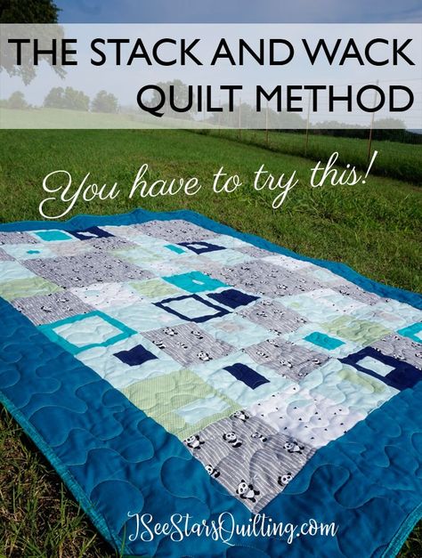 The Stack and Wack Quilt ⋆ This method is totally eye opening! I love it! I can't believe how simple it is to make a quilt top in a day! Charm Square Quilt, Crumb Quilt, I See Stars, Jelly Roll Quilt Patterns, Quilt Care, Modern Quilting, Scrap Quilt, Jellyroll Quilts, Quilt Labels